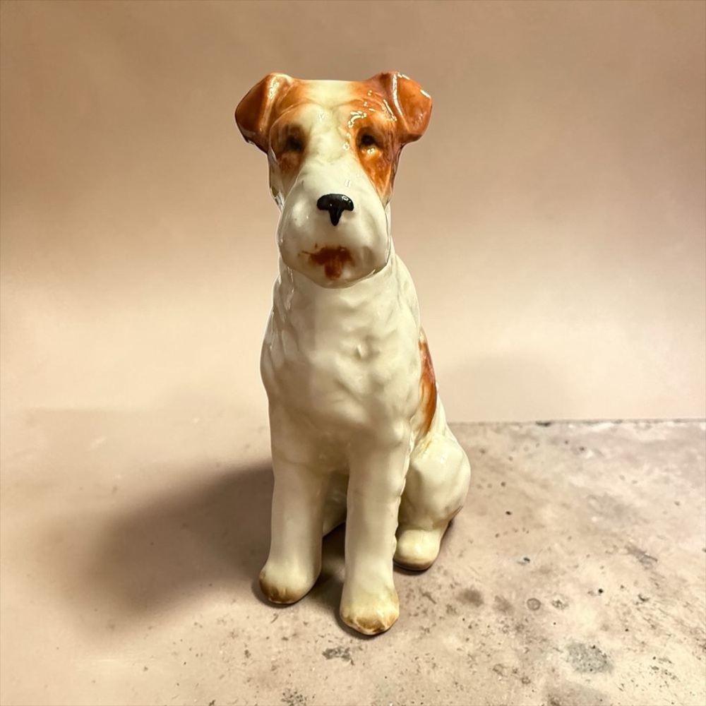 Vintage Ucagco Porcelain Wire Fox Terrier Figurine Japan 6"